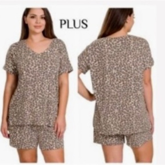PLUS LEOPARD SHORT SET OR PAJAMA SET - Picture 1 of 2